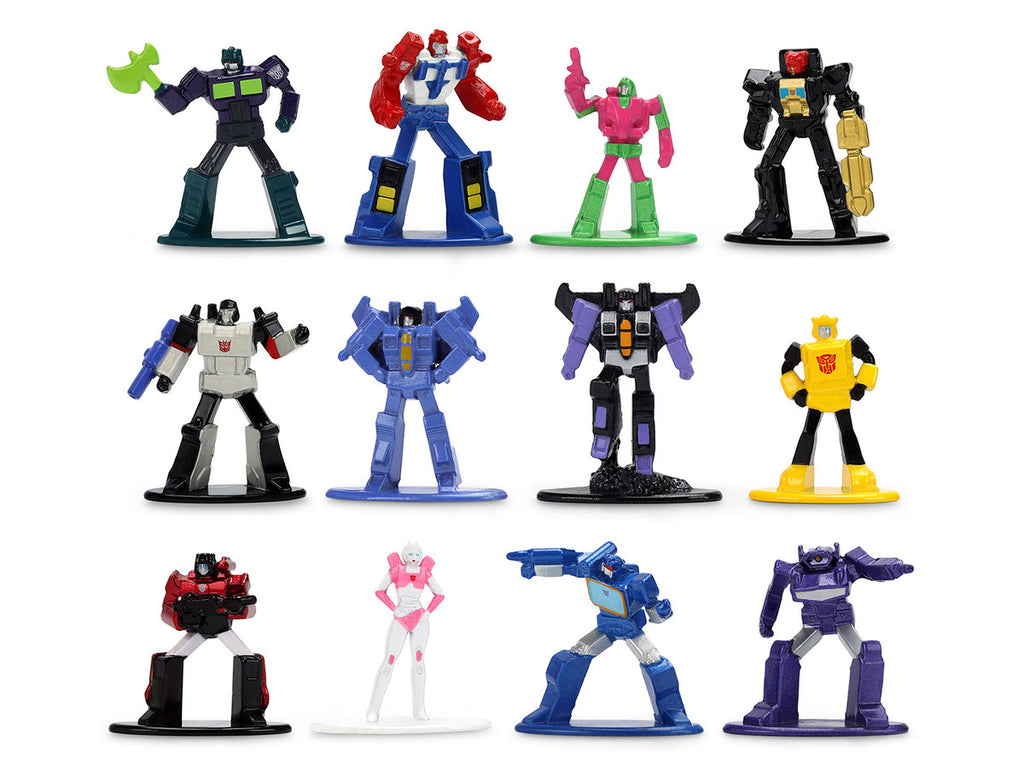 Set of 12 Diecast Figures "Transformers" Franchise "Nano Metalfigs" Series Diecast Models by Jada-1