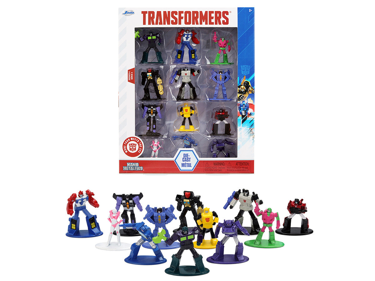Set of 12 Diecast Figures "Transformers" Franchise "Nano Metalfigs" Series Diecast Models by Jada-0