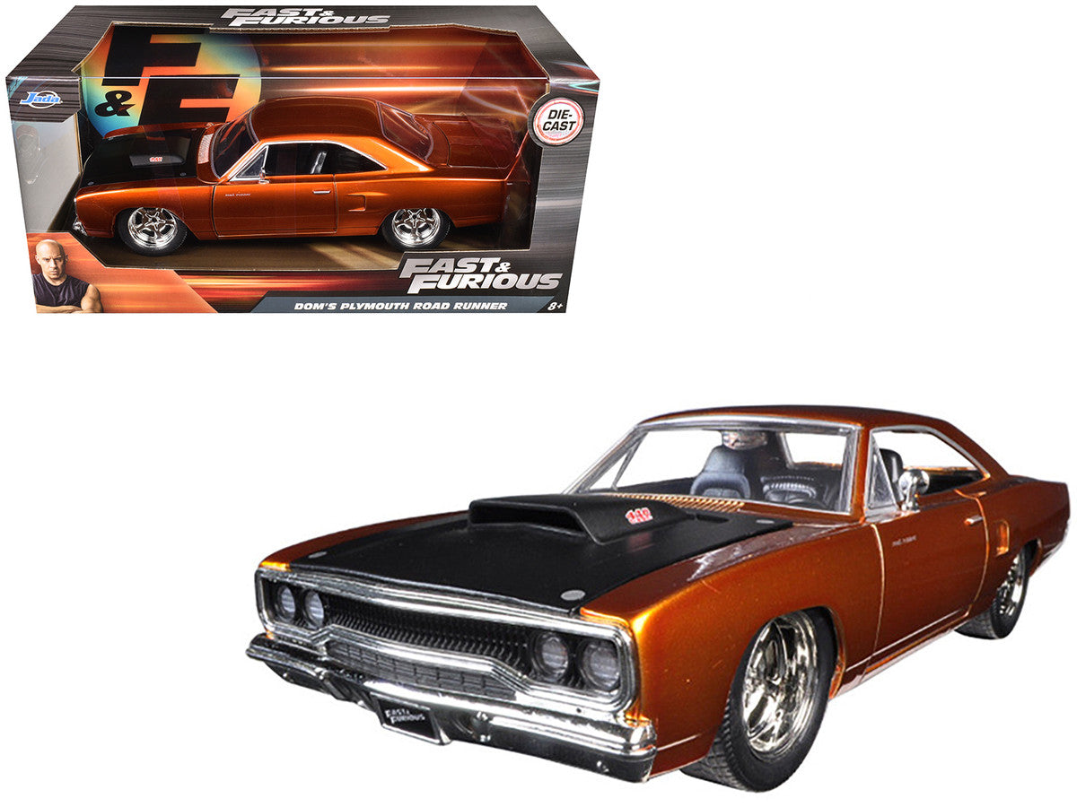 Dom's 1970 Plymouth Road Runner Copper with Black Hood "Fast & Furious 7" (2015) Movie 1/24 Diecast Model Car by Jada-2