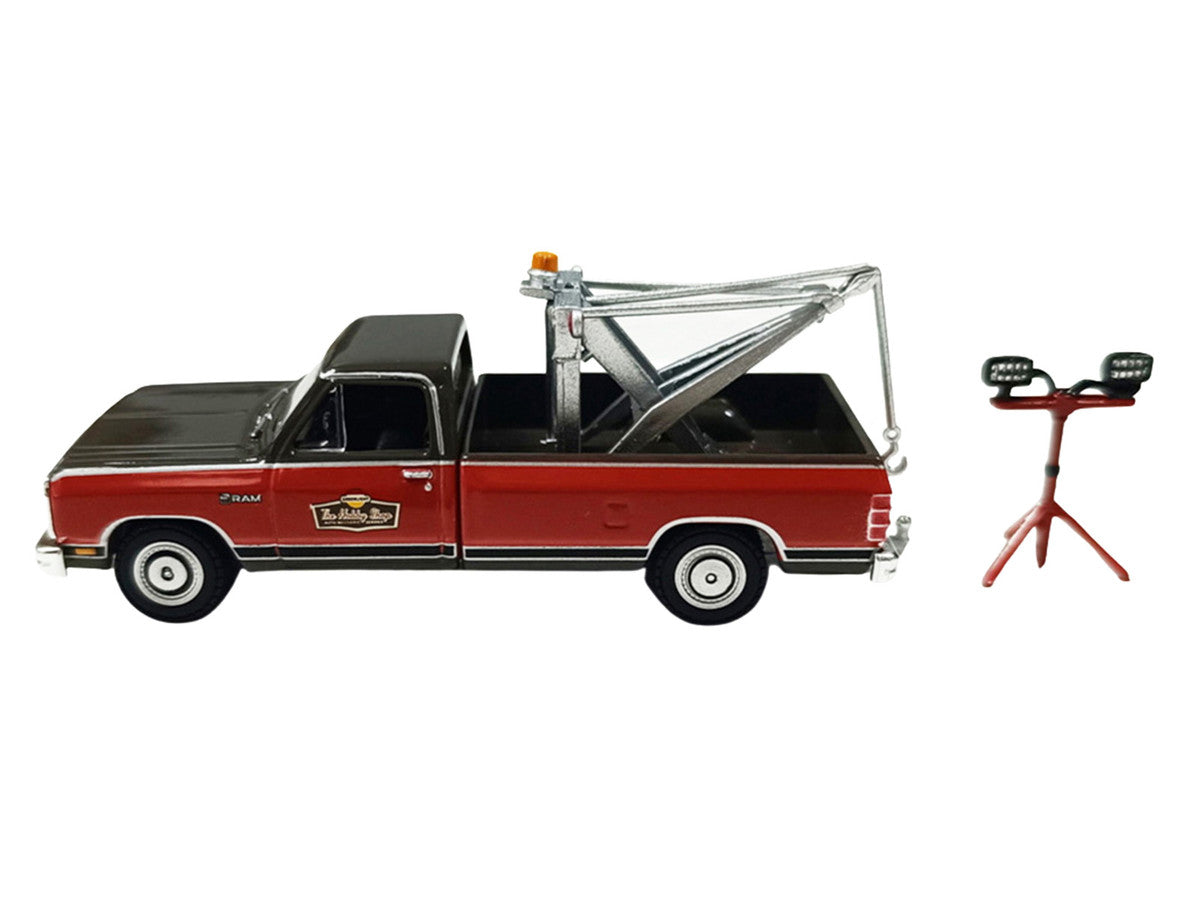 1983 Dodge Ram D-100 Royal SE Tow Truck with Drop-In Tow Hook "Hobby Shop Auto Mechanic" Brown and Red with Work Lights "The Hobby Shop" Series 17 1/64 Diecast Model Car by Greenlight-2