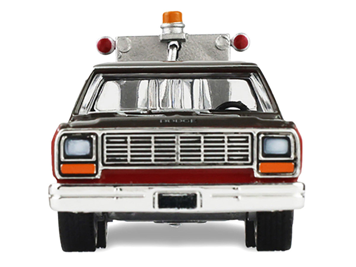 1983 Dodge Ram D-100 Royal SE Tow Truck with Drop-In Tow Hook "Hobby Shop Auto Mechanic" Brown and Red with Work Lights "The Hobby Shop" Series 17 1/64 Diecast Model Car by Greenlight-1