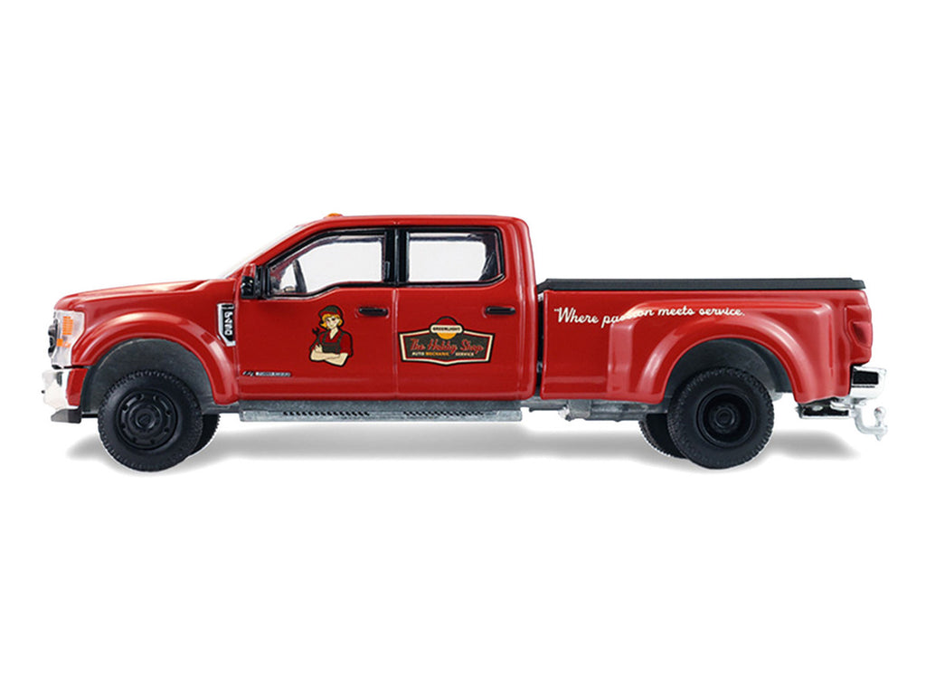 2022 Ford F-450 Dually Pickup Truck "Hobby Shop Auto Mechanic" Red with Mechanic Figure "The Hobby Shop" Series 17 1/64 Diecast Model Car by Greenlight-1