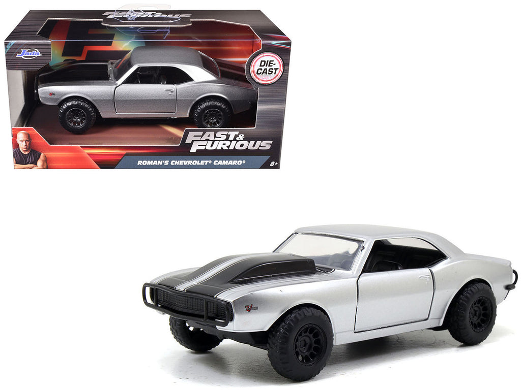 Roman's Chevrolet Camaro Z/28 Silver with Black Stripes "Fast & Furious 7" (2015) Movie 1/32 Diecast Model Car by Jada-4