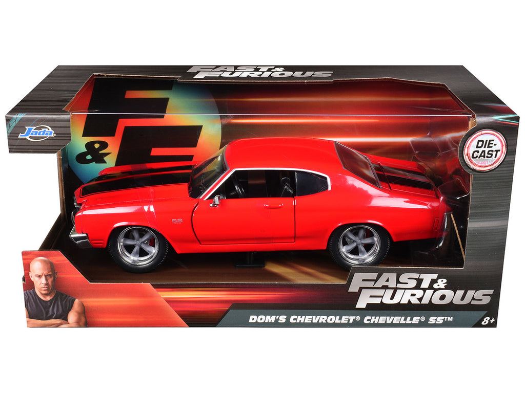 Dom's Chevrolet Chevelle SS Red with Black Stripes "Fast & Furious" Movie 1/24 Diecast Model Car by Jada-1