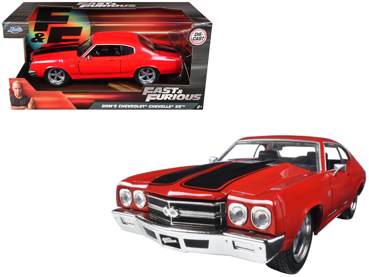 Dom's Chevrolet Chevelle SS Red with Black Stripes "Fast & Furious" Movie 1/24 Diecast Model Car by Jada-2