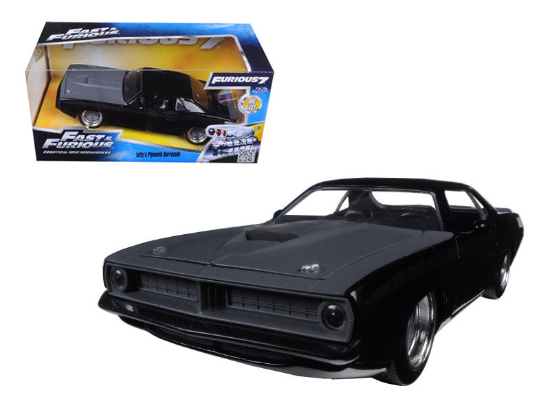 Letty's Plymouth Barracuda Matt Black "Fast & Furious 7" Movie 1/24 Diecast Model Car by Jada-0