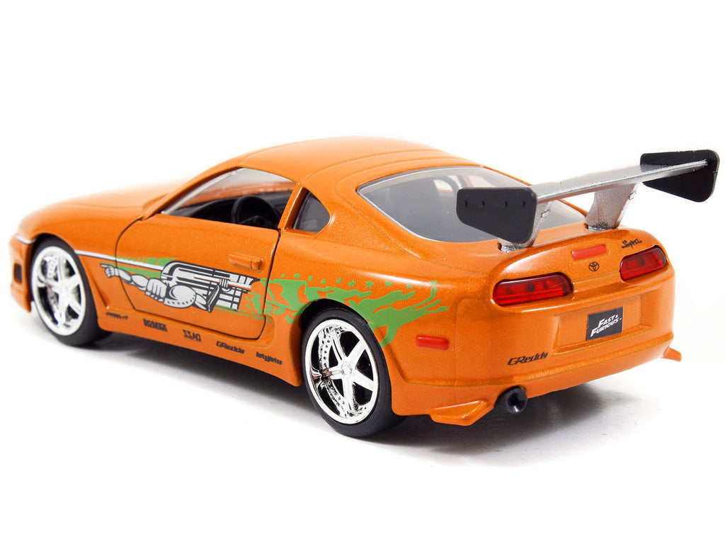 Brian's Toyota Supra Orange with Graphics "The Fast and the Furious" (2001) Movie "Fast & Furious 25th Anniversary" Series 1/32 Diecast Car Model by Jada-1