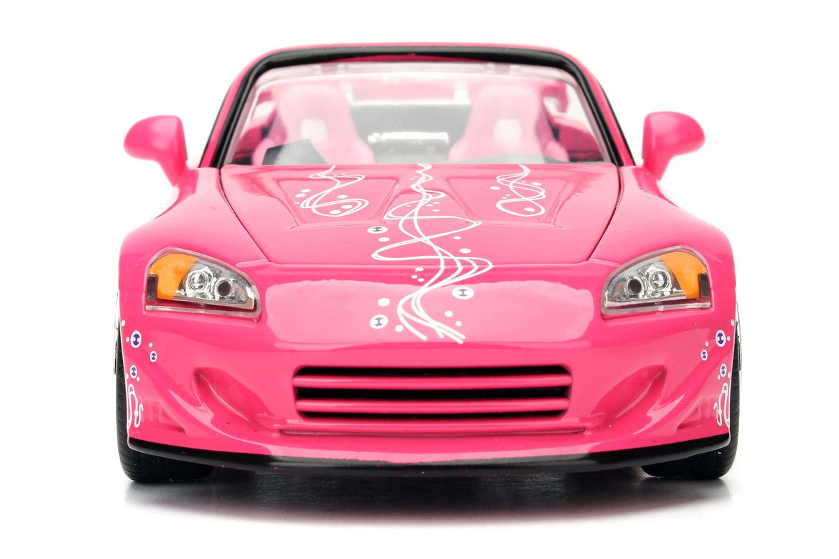 Suki's 2001 Honda S2000 Convertible Pink with Graphics "25 Years of Fast & Furious" "2 Fast 2 Furious" (2003) Movie 1/24 Diecast Model Car by Jada-1