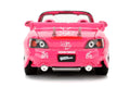 Suki's 2001 Honda S2000 Convertible Pink with Graphics "25 Years of Fast & Furious" "2 Fast 2 Furious" (2003) Movie 1/24 Diecast Model Car by Jada-0