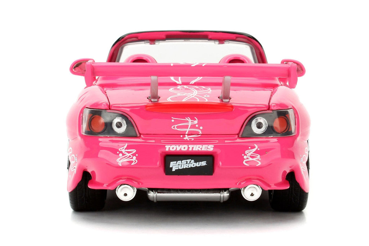 Suki's 2001 Honda S2000 Convertible Pink with Graphics "25 Years of Fast & Furious" "2 Fast 2 Furious" (2003) Movie 1/24 Diecast Model Car by Jada-0
