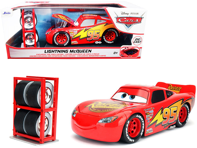 Lightning McQueen #95 Red with Extra Wheels Disney & Pixar "Cars" Movie "Hollywood Rides" Series Diecast Model Car by Jada-0