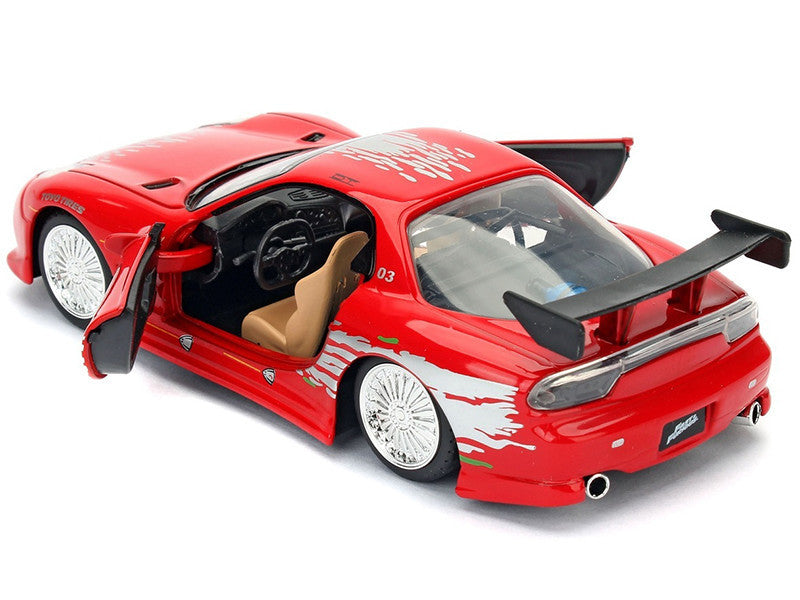 Dom's Mazda RX-7 Red with Graphics "Fast & Furious" Movie 1/32 Diecast Model Car by Jada-1