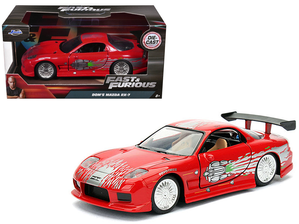 Dom's Mazda RX-7 Red with Graphics "Fast & Furious" Movie 1/32 Diecast Model Car by Jada-2