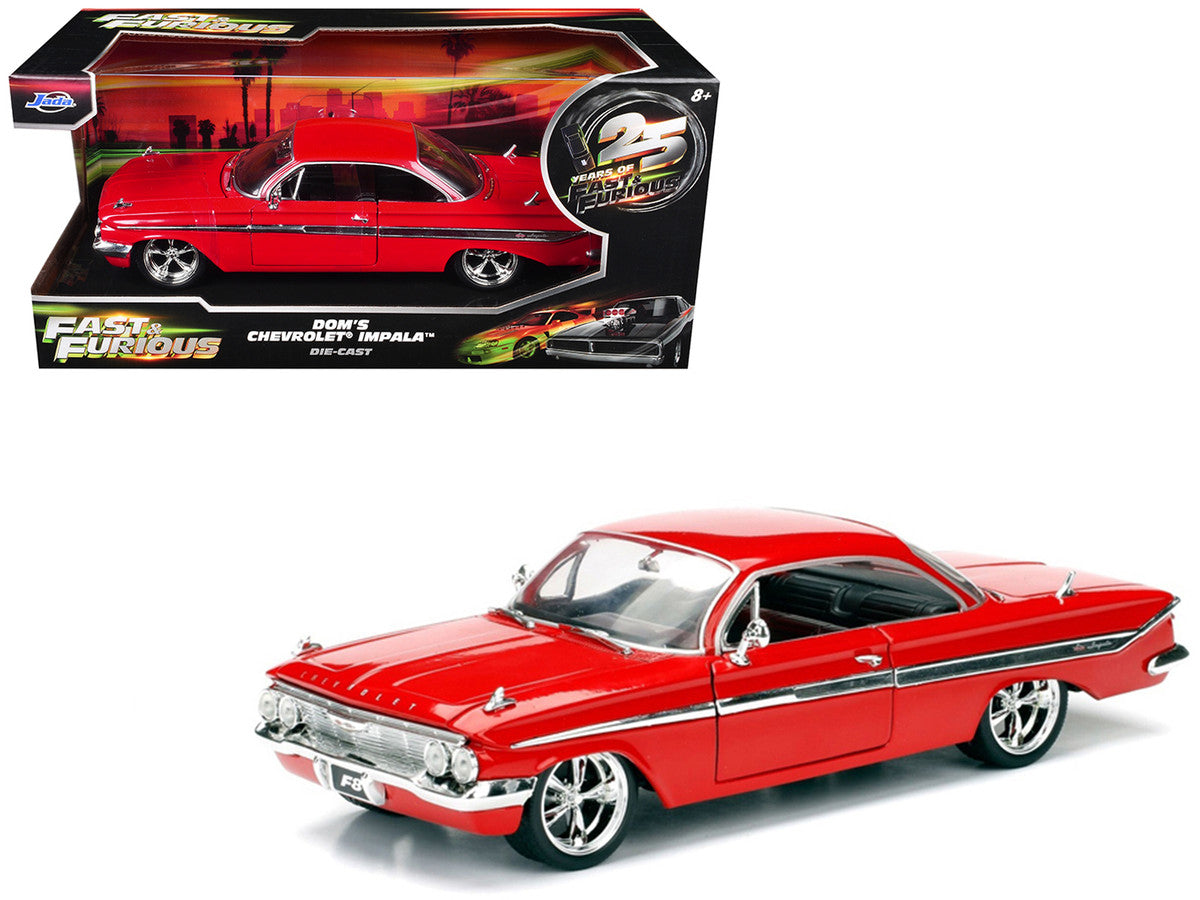 Dom's Chevrolet Impala Red "Fast & Furious F8: The Fate of the Furious" (2017) Movie "25 Years of Fast & Furious" Series 1/24 Diecast Model Car by Jada-0