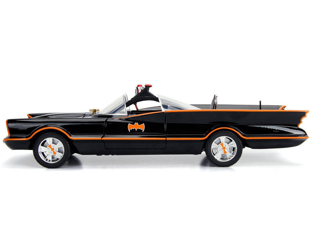 Classic TV Series Batmobile with Working Lights, and Diecast Batman and Robin Figures "80 Years of Batman" 1/18 Diecast Model Car by Jada-2