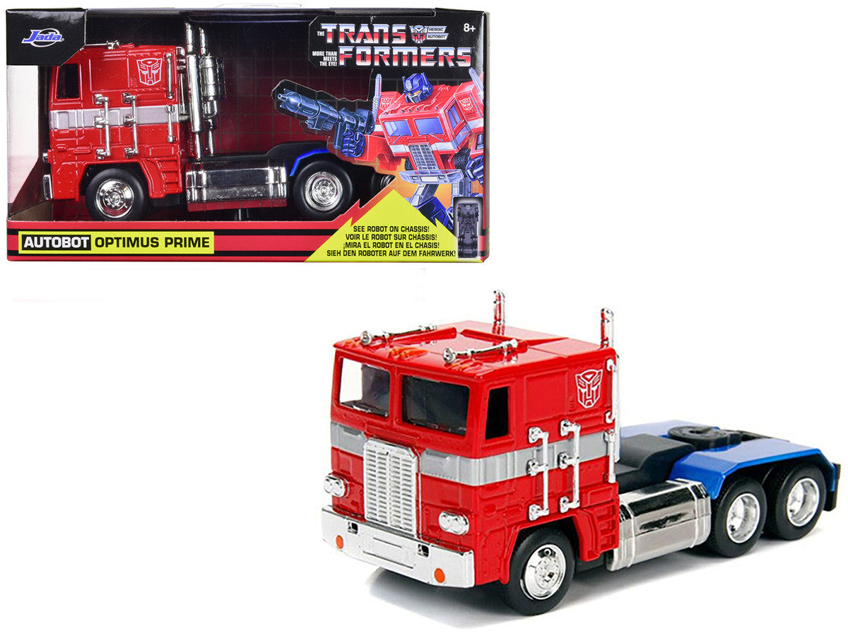 G1 Autobot Optimus Prime Truck Red with Robot on Chassis from "Transformers" TV Series "Hollywood Rides" Series 1/32 Diecast Model by Jada-0