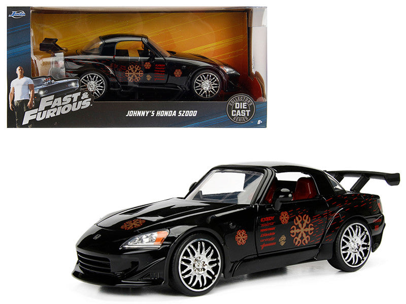Johnny's 2001 Honda S2000 Black with Graphics "Fast & Furious" Movie 1/24 Diecast Model Car by Jada-0