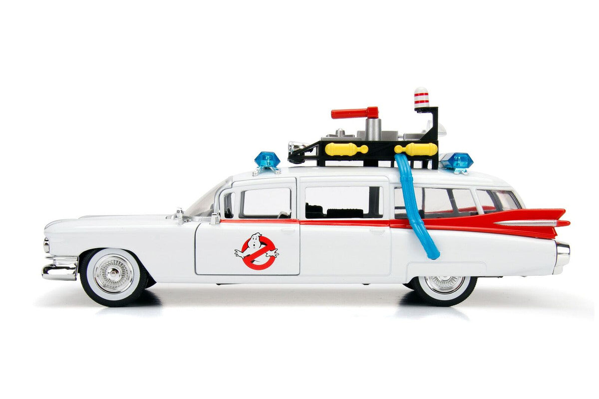 1959 Cadillac Ambulance Ecto-1 White "Ghostbusters" Movie "Hollywood Rides" Series 1/24 Diecast Model Car by Jada-3