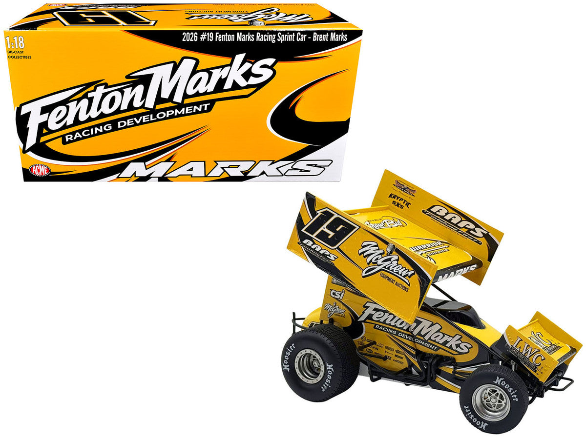 Winged Sprint Car #19 Brent Marks "Fenton Marks Racing" (2026) 1/18 Diecast Model Car by ACME-3