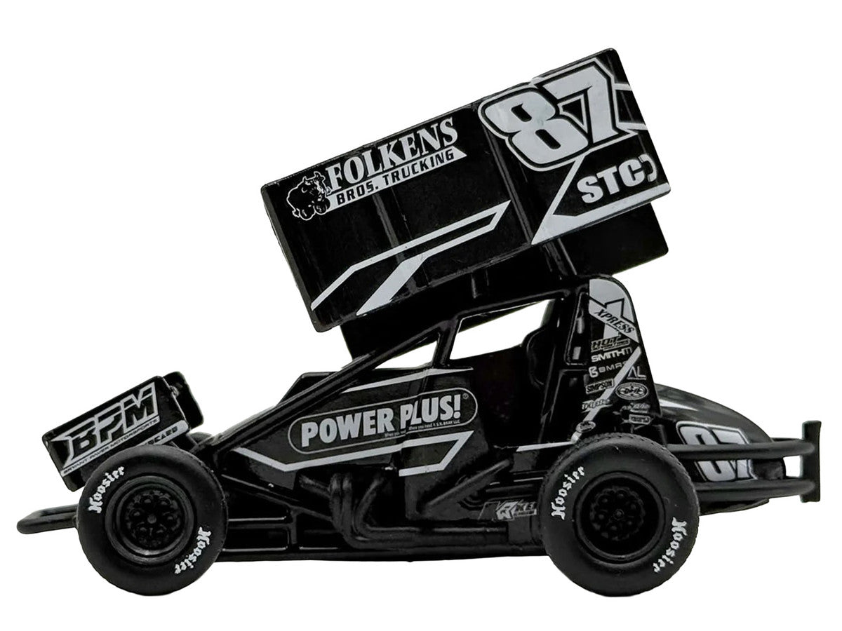 Winged Sprint Car #87 Aaron Reutzel "Power Plus" Black (2026) 1/50 Diecast Model Car by ACME-2
