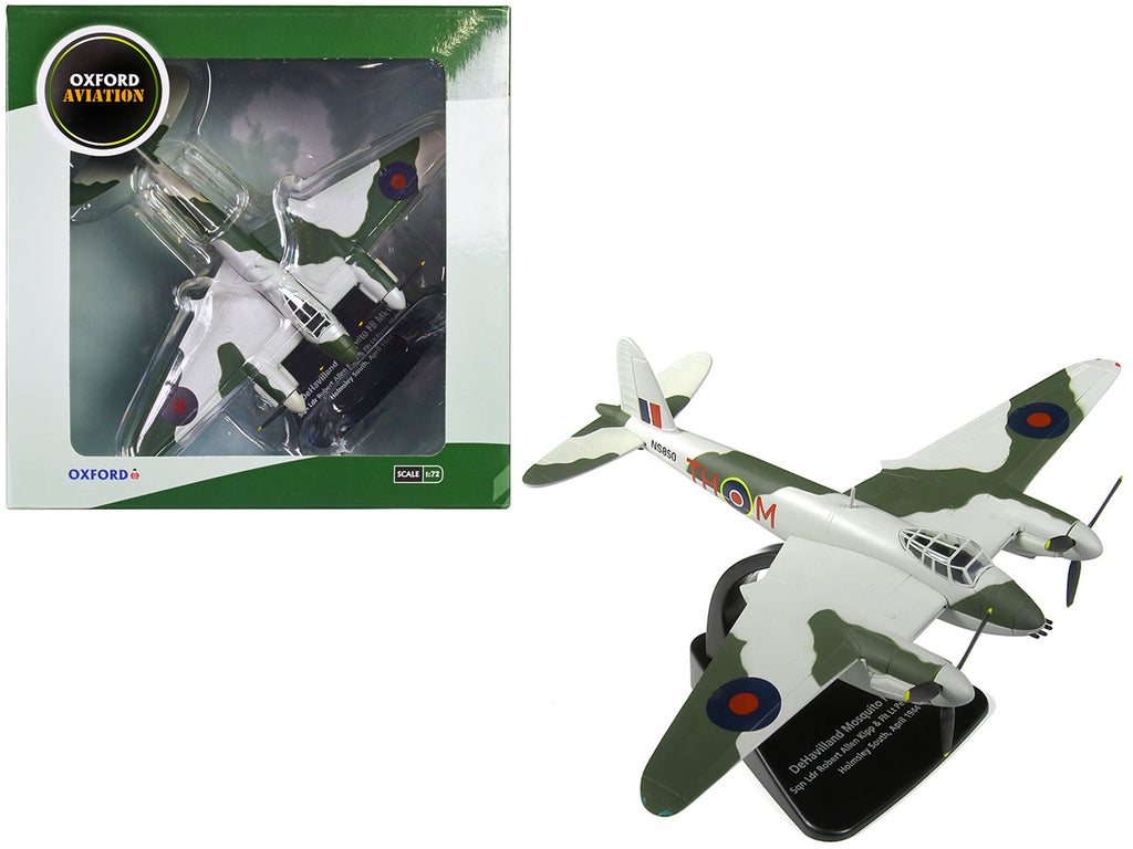 DeHavilland Mosquito FB MKVI Combat Aircraft "Sqd. Ldr. Robert Allen Kip and Flt. Lt. Peter Huletsky Holmsley South" (1944) Royal Air Force "Oxford Aviation" Series 1/72 Diecast Model Airplane by Oxford Diecast-0
