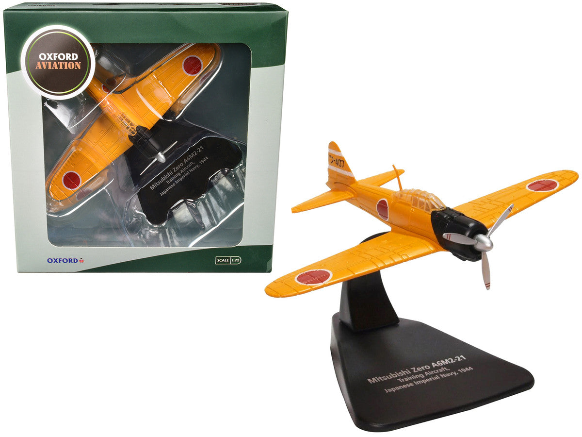 Mitsubishi Zero A6M2-21 Fighter Aircraft "Training Aircraft - Imperial Japanese Navy" (1944) "Oxford Aviation" Series 1/72 Diecast Model Airplane by Oxford Diecast-0