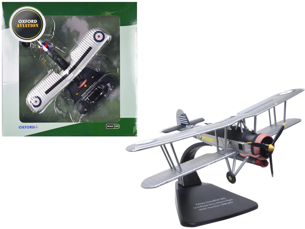 Fairey Swordfish Mk I Bomber Aircraft "FAA Historic Flight RNAS Yeovilton" Royal Navy "Oxford Aviation" Series 1/72 Diecast Model Airplane by Oxford Diecast-0