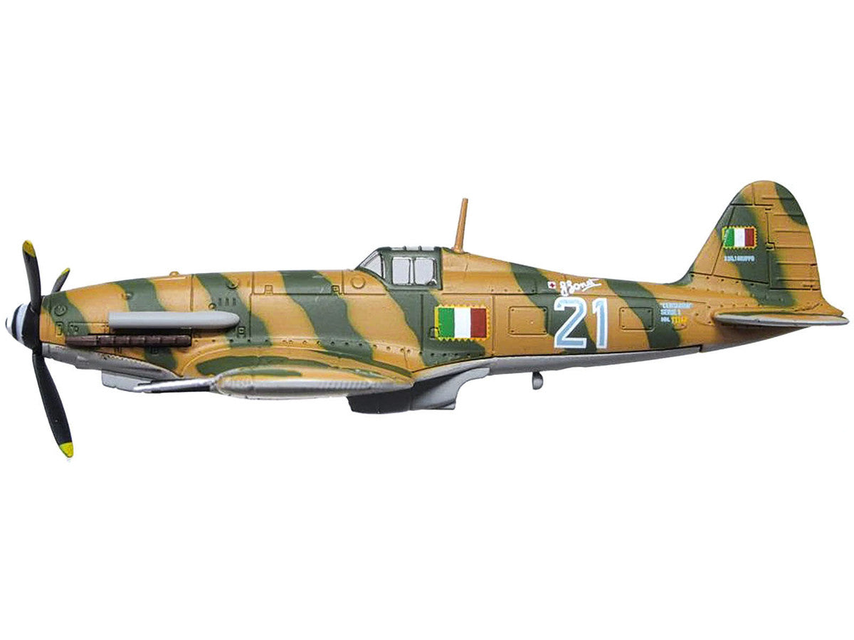 Fiat G55 Centauro Fighter Aircraft "1 Gruppo 3 Squadriglia MM.91147 Italy" (1944) Italian Air Force "Oxford Aviation" Series 1/72 Diecast Model Airplane by Oxford Diecast-1
