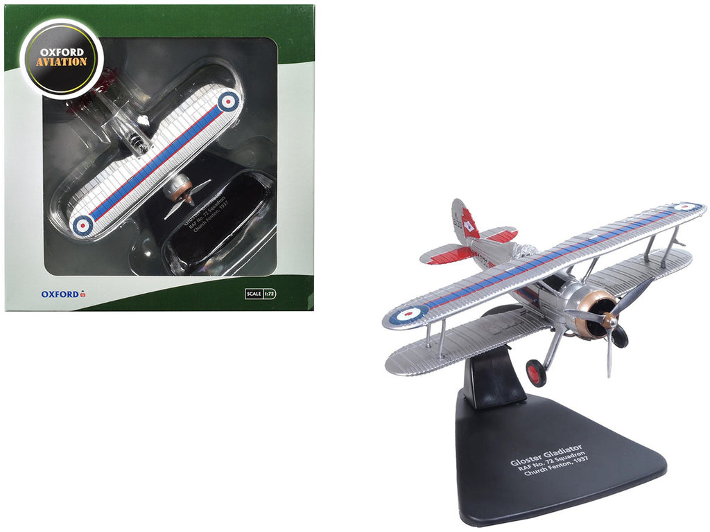 Gloster Gladiator Fighter Aircraft "No. 72 Squadron Church Fenton" (1937) British Royal Air Force "Oxford Aviation" Series 1/72 Diecast Model Airplane by Oxford Diecast-3