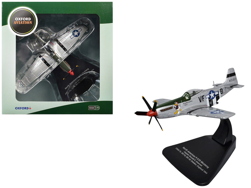 North American P-51D Mustang Fighter Aircraft "Captain Donald Emerson 336th Fighter Squadron 4th Fighter Group 8th AF Debden England" (1944) United States Army Air Forces "Oxford Aviation" Series 1/72 Diecast Model Airplane by Oxford Diecast-0