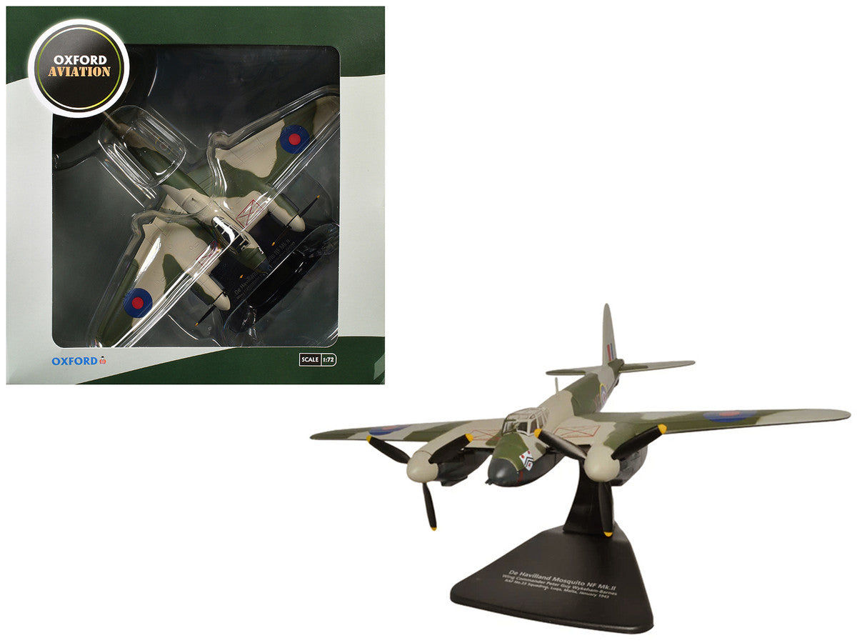 De Havilland Mosquito NF MKII Aircraft "Wing Commander Peter G. Wykeham-Barnes No. 23 Squadron Luqa Malta" (1943) Royal Air Force "Oxford Aviation" Series 1/72 Diecast Model Airplane by Oxford Diecast-4