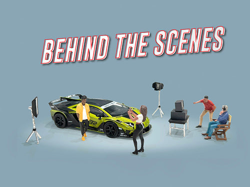 "Behind The Scenes" 7 piece (4 People 3 Accessories) Diecast Figures Set 1/64 Scale Models by American Diorama-0