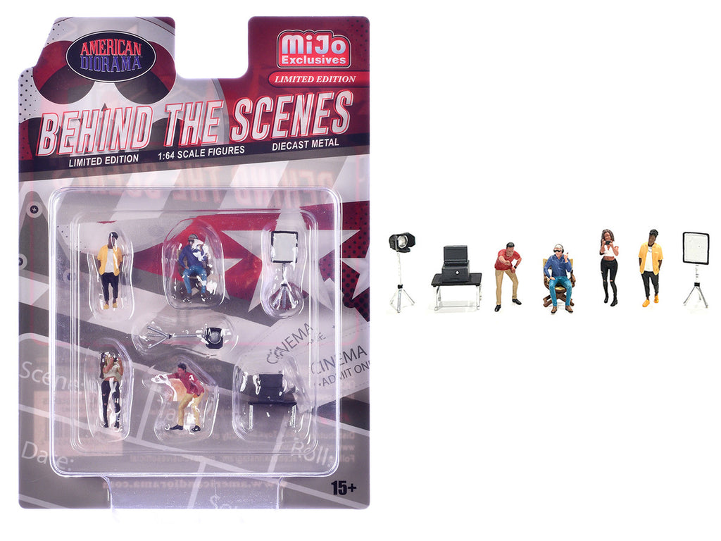 "Behind The Scenes" 7 piece (4 People 3 Accessories) Diecast Figures Set 1/64 Scale Models by American Diorama-2