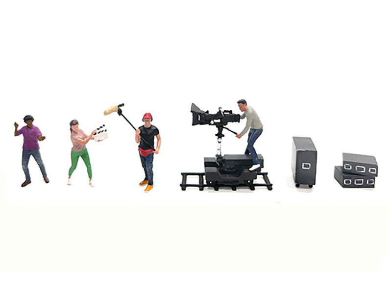 "Behind The Scenes #2" 7 piece (4 People 3 Accessories) Diecast Figures Set 1/64 Scale Models by American Diorama-1
