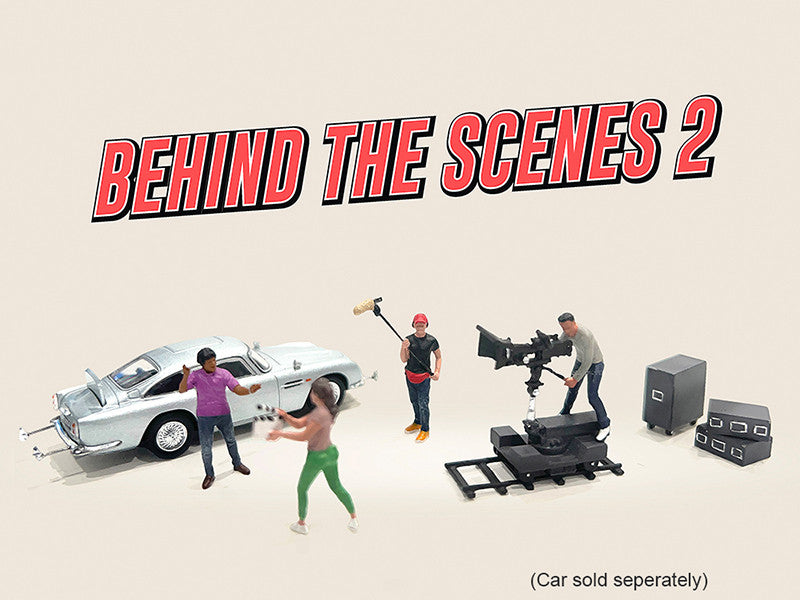 "Behind The Scenes #2" 7 piece (4 People 3 Accessories) Diecast Figures Set 1/64 Scale Models by American Diorama-2