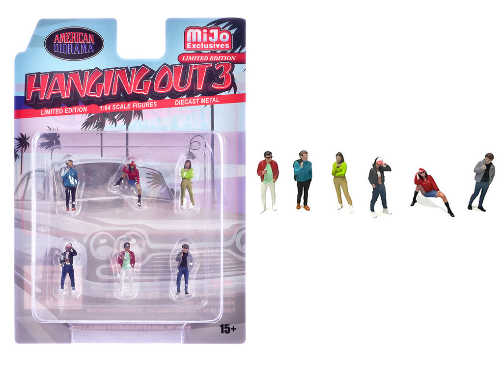 "Hanging Out #3" 6 piece Diecast Figure Set (6 Figures) Limited Edition for 1/64 Scale Models by American Diorama-0