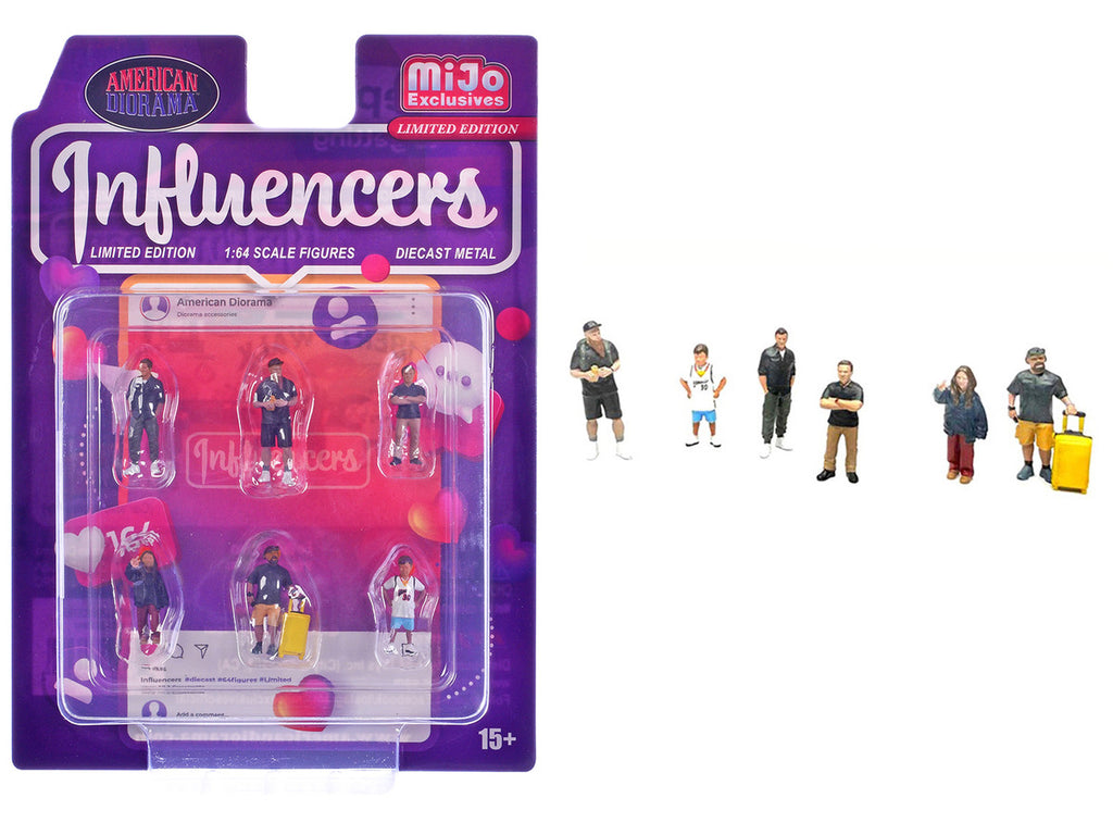 "Influencers" 6 piece Diecast Figure Set Limited Edition for 1/64 Scale Models by American Diorama-0
