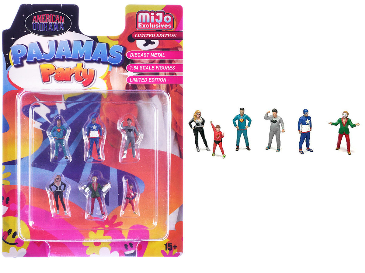 "Pajamas Party" 6 piece Diecast Figure Set (6 Figures) Limited Edition for 1/64 Scale Models by American Diorama-2