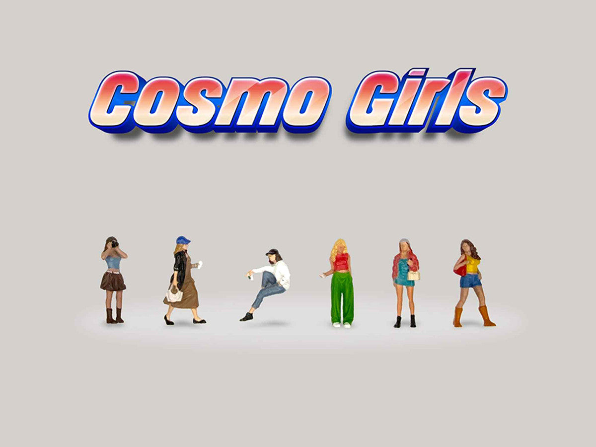 "Cosmo Girls" 6 piece Diecast Figure Set (6 Figures) Limited Edition for 1/64 Scale Models by American Diorama-0