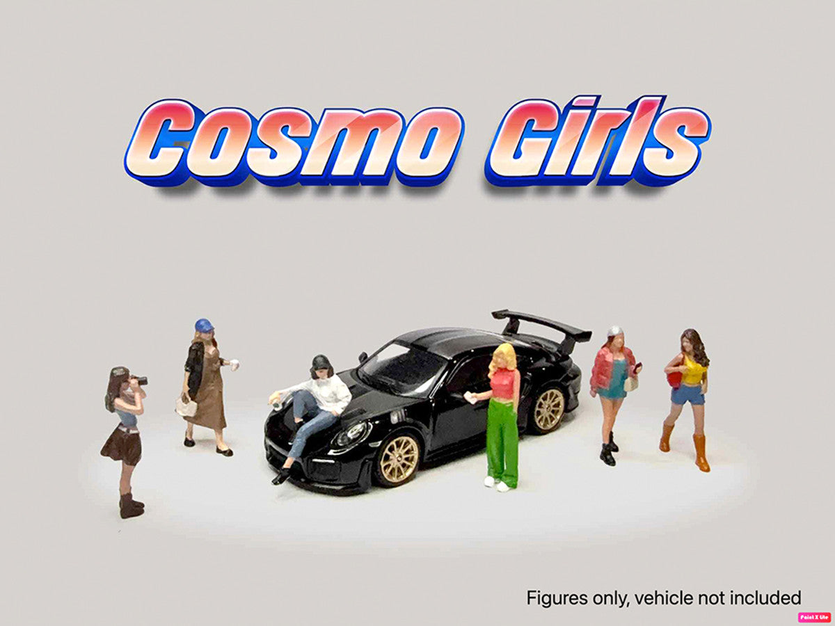 "Cosmo Girls" 6 piece Diecast Figure Set (6 Figures) Limited Edition for 1/64 Scale Models by American Diorama-1