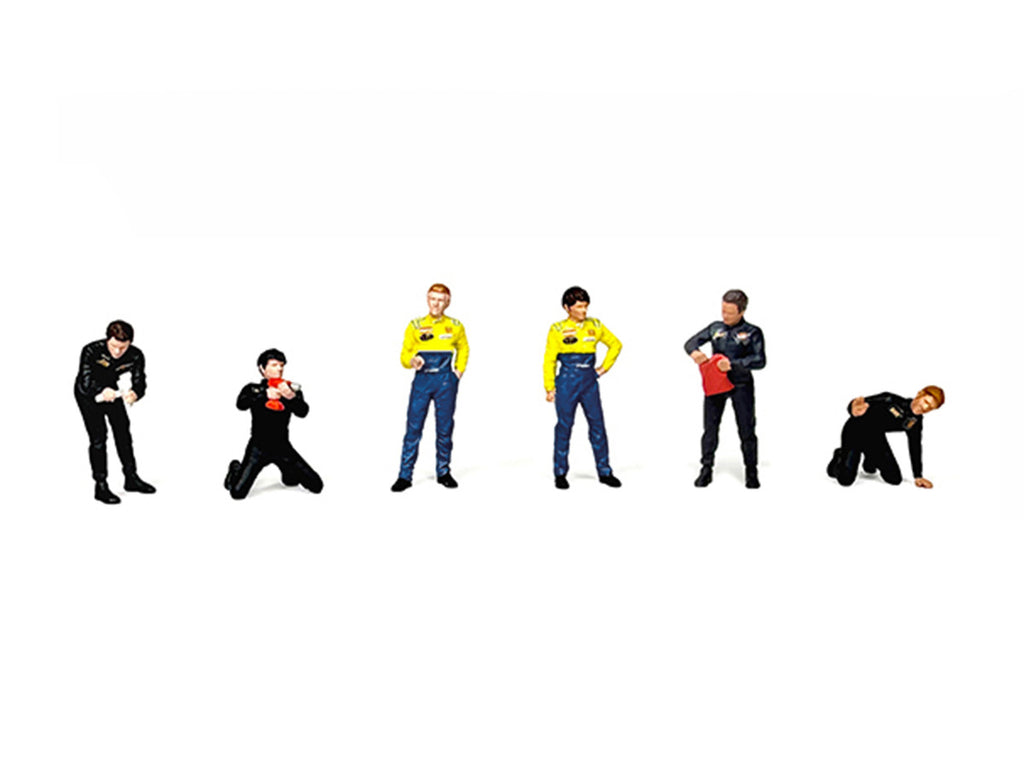 "Race Crew #2" 6 piece Diecast Figure Set (6 Figures) Limited Edition for 1/64 Scale Models by American Diorama-1