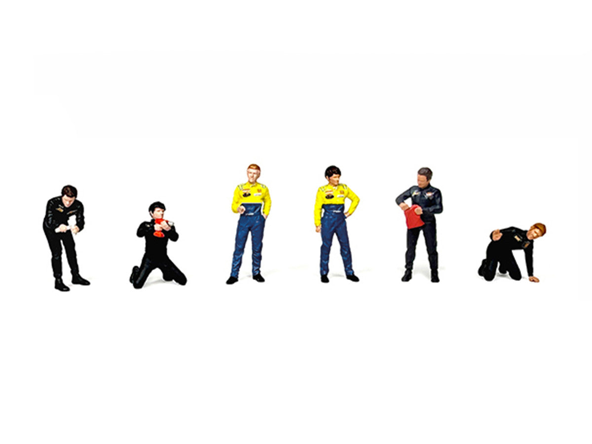 "Race Crew #2" 6 piece Diecast Figure Set (6 Figures) Limited Edition for 1/64 Scale Models by American Diorama-1