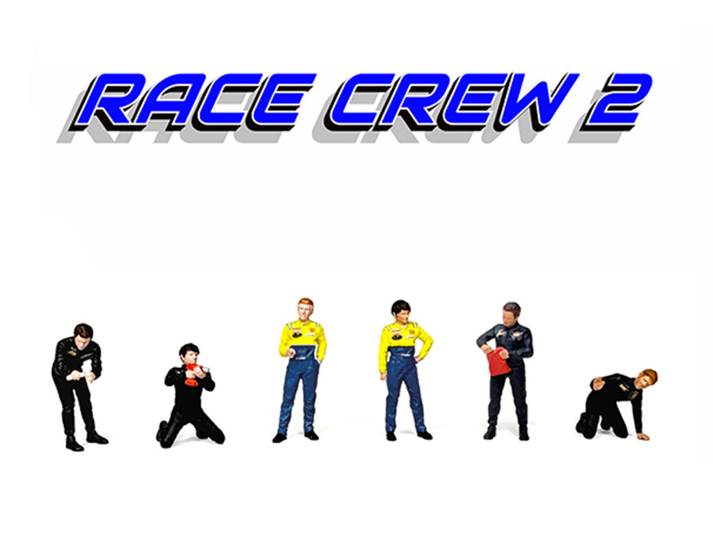 "Race Crew #2" 6 piece Diecast Figure Set (6 Figures) Limited Edition for 1/64 Scale Models by American Diorama-2