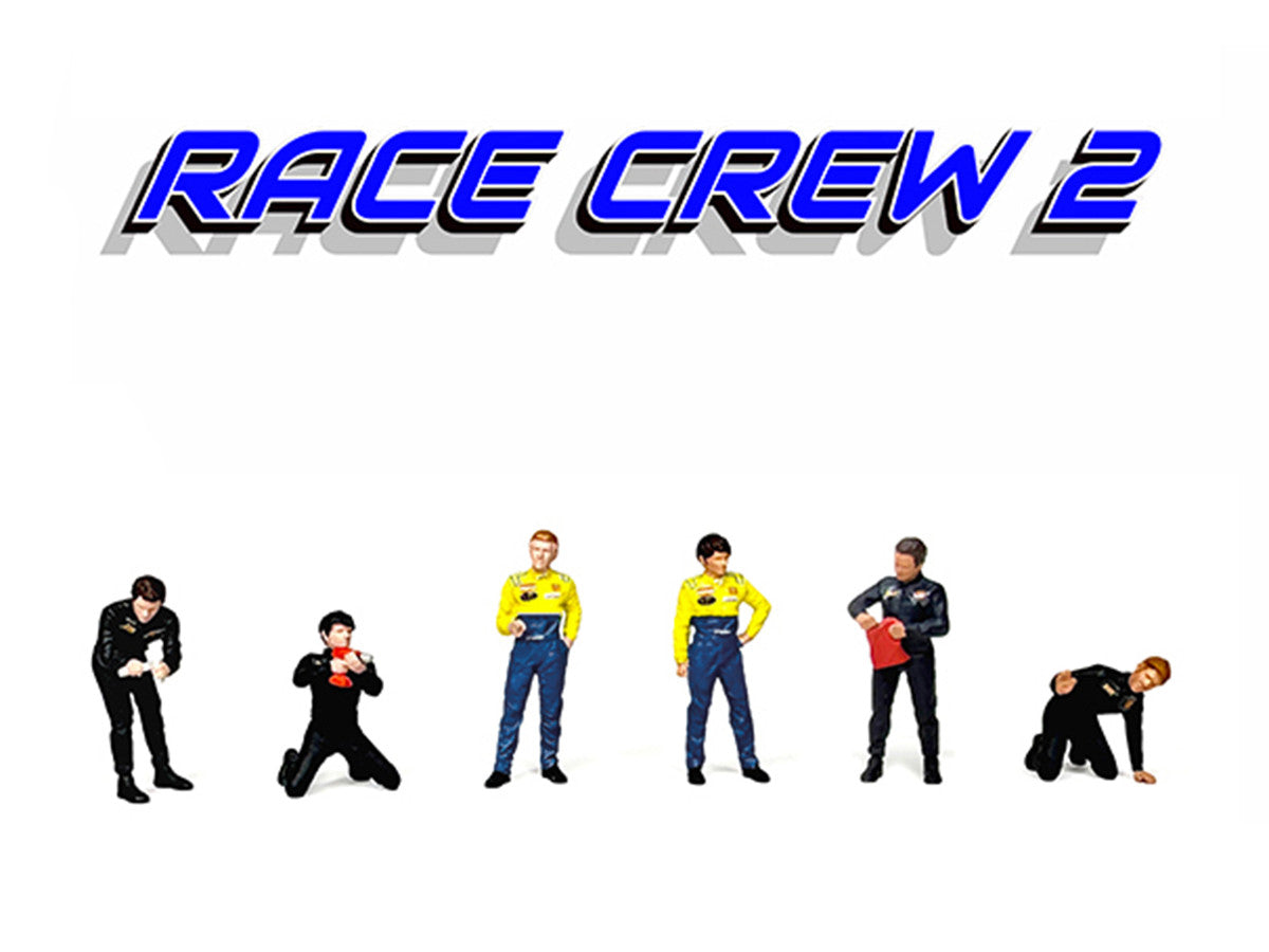 "Race Crew #2" 6 piece Diecast Figure Set (6 Figures) Limited Edition for 1/64 Scale Models by American Diorama-2