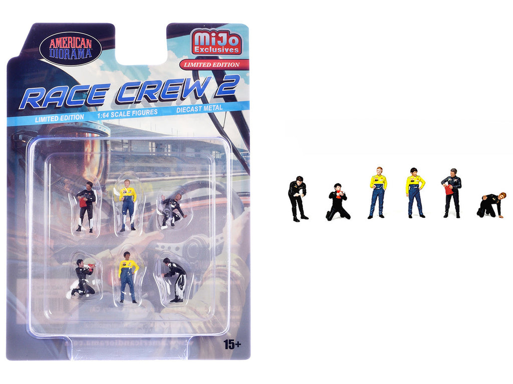 "Race Crew #2" 6 piece Diecast Figure Set (6 Figures) Limited Edition for 1/64 Scale Models by American Diorama-0