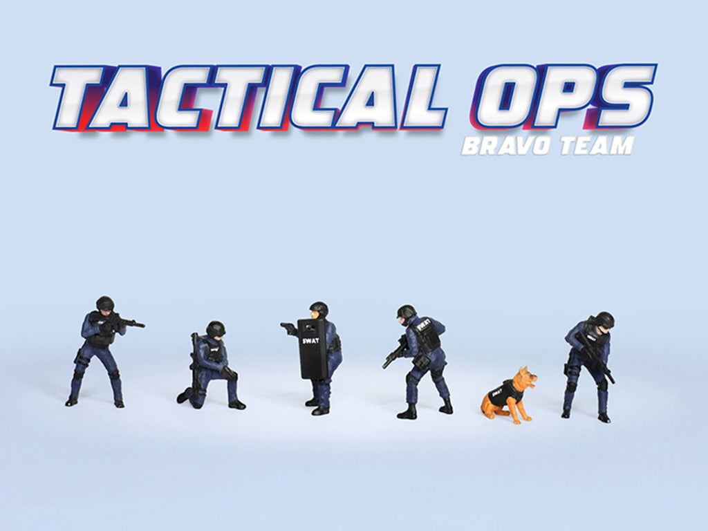 "Tactical Ops Bravo Team" 6 piece Diecast Figure Set (6 Figures) Limited Edition for 1/64 Scale Models by American Diorama-1