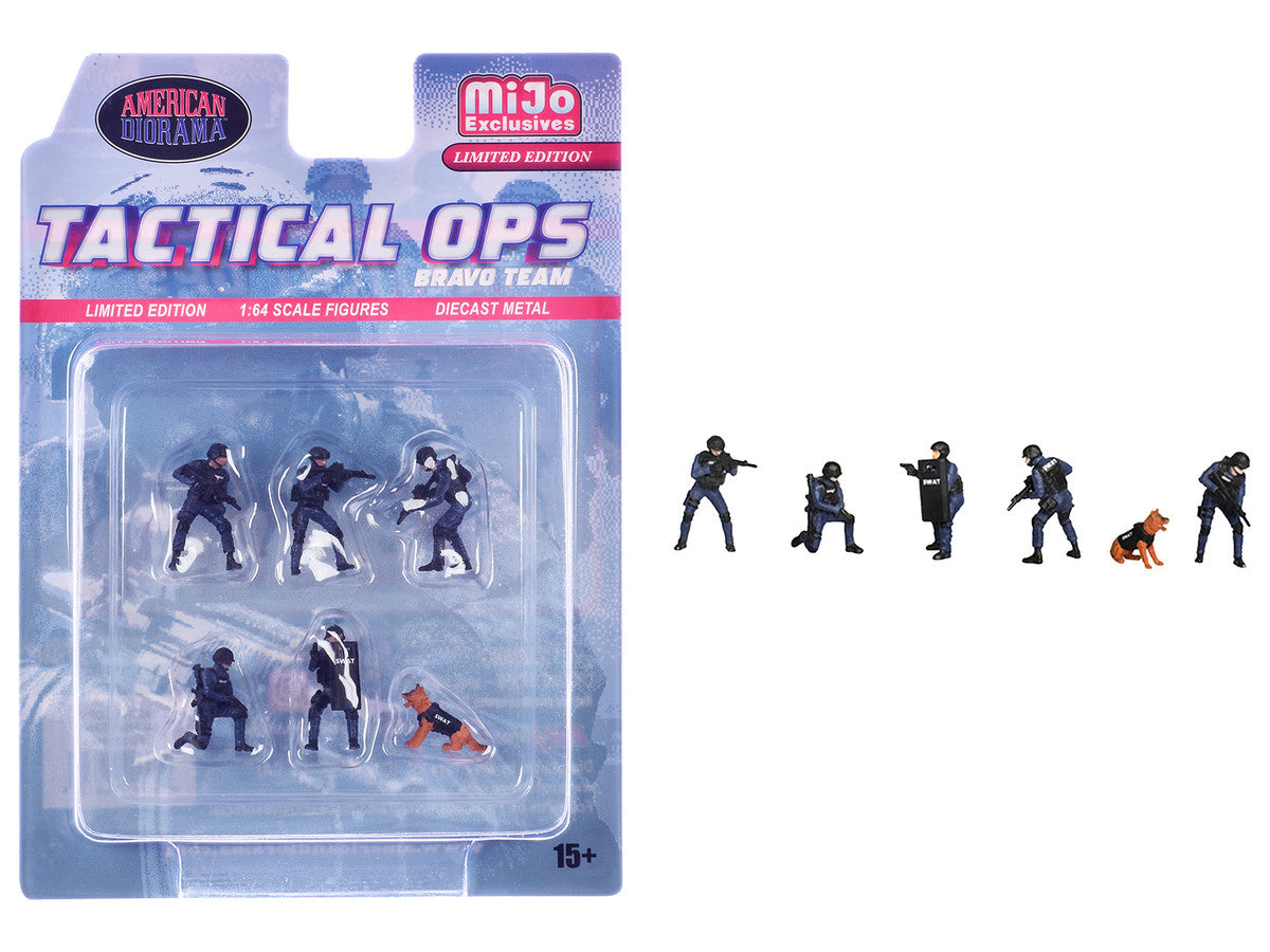 "Tactical Ops Bravo Team" 6 piece Diecast Figure Set (6 Figures) Limited Edition for 1/64 Scale Models by American Diorama-3