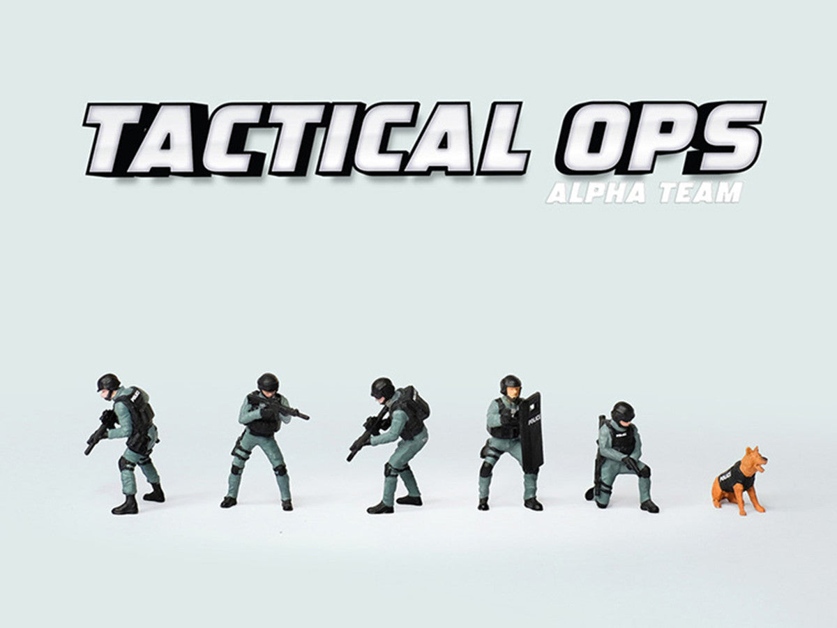 "Tactical Ops Alpha Team" 6 piece Diecast Figure Set (6 Figures) Limited Edition for 1/64 Scale Models by American Diorama-2