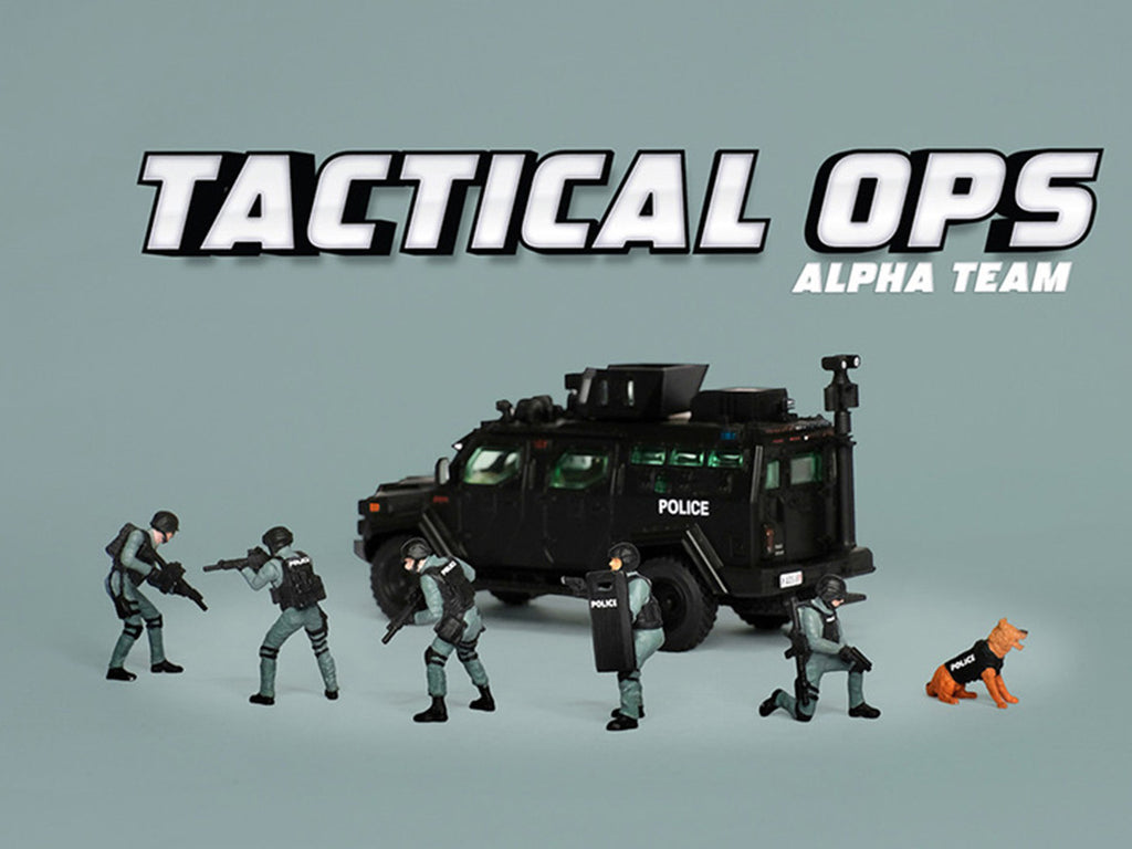 "Tactical Ops Alpha Team" 6 piece Diecast Figure Set (6 Figures) Limited Edition for 1/64 Scale Models by American Diorama-3