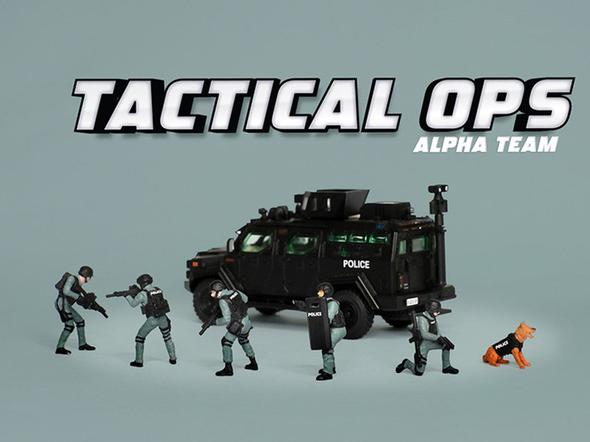 "Tactical Ops Alpha Team" 6 piece Diecast Figure Set (6 Figures) Limited Edition for 1/64 Scale Models by American Diorama-3